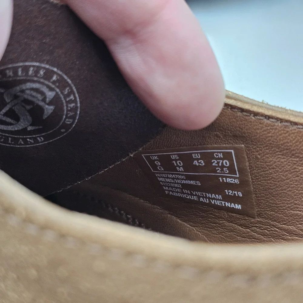CLARKS Originals Men's Size 10 US EUC London Tan Suede Crepe Sole‎ Oxfords Shoes